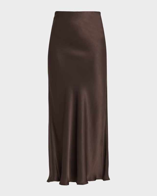 Heidi Bias-Cut Satin Slip Skirt